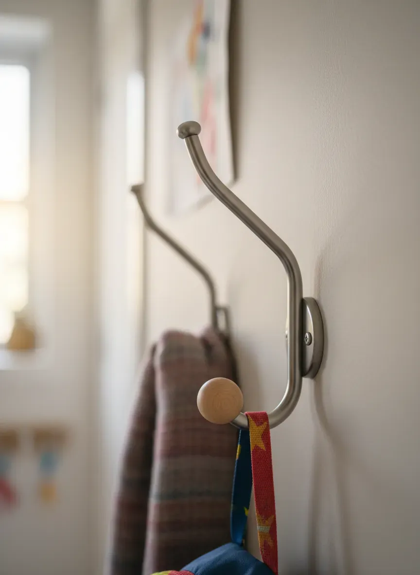 Detailed shot of double-hook system with lower hooks for children