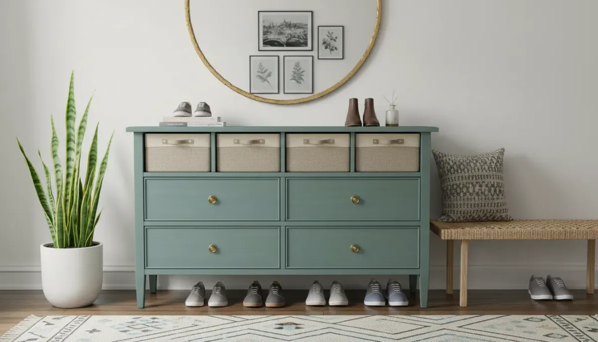 Upcycling Old Furniture into Unique Entryway Shoe Storage
