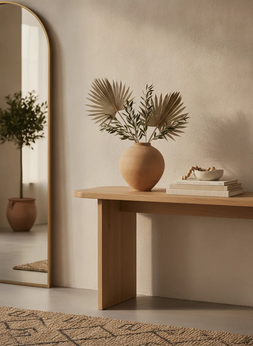 Warm Minimalist Entryway Decor ✨ | Modern Mediterranean Hallway Ideas | Cozy Neutral Home Aesthetic
