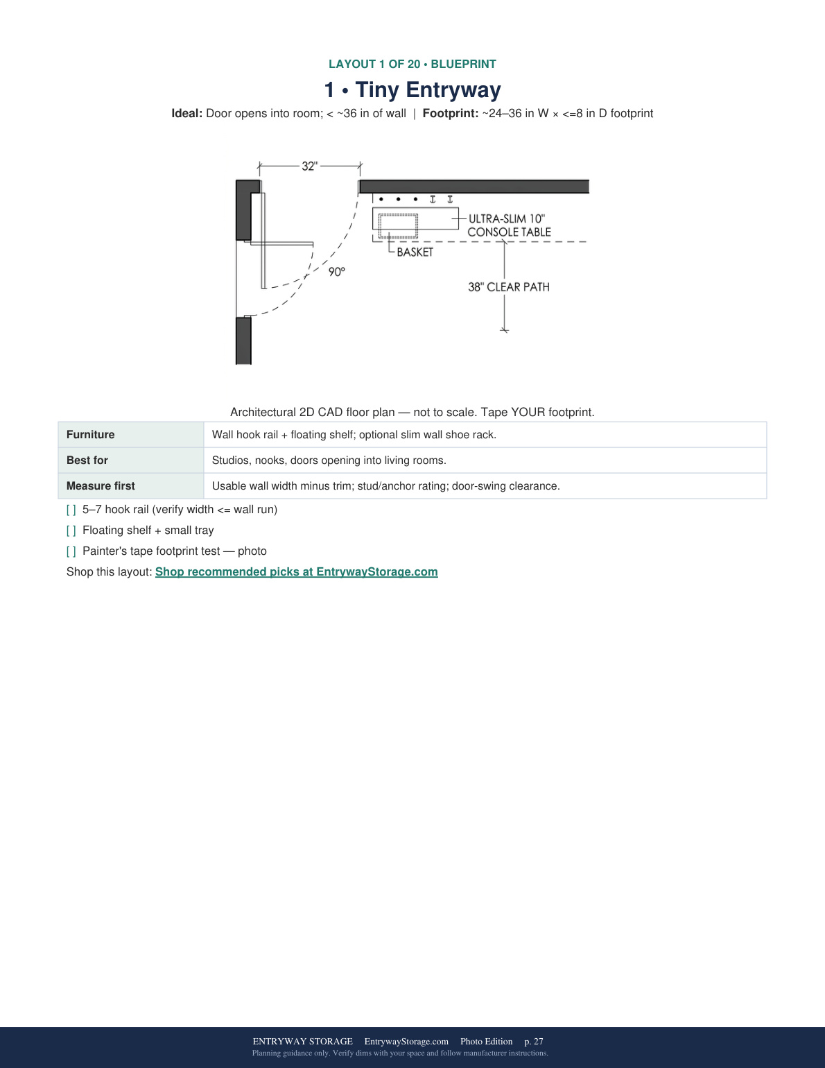 Right Page Spread - Measured Floor Plan with Clearance Dimensions