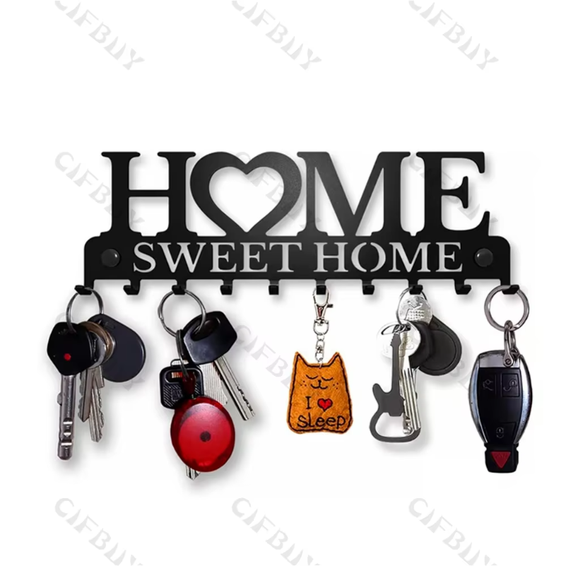 Metal wall hooks key holder wall mounted coat rack iron art decor